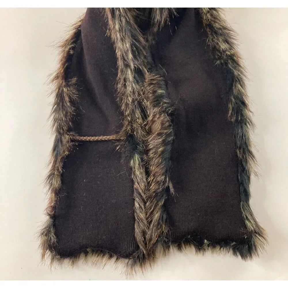 Womens Dillards Faux Fur Mink Scarf Brown Acrylic Polyester 5 x 39